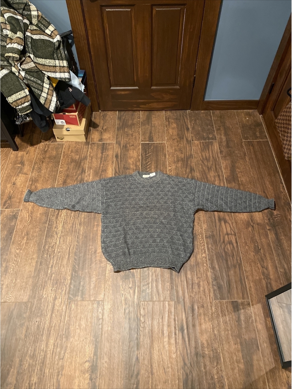 Bergdorf Goodman Men's Gray Crew Neck Mohair-Wool Pullover Sweater Size L Italy